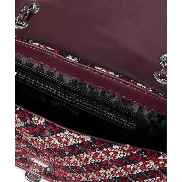 Karl Lagerfeld Agyness Tweed Crossbody Flap NWOT Convertible Wine Navy Luxury - Picture 15 of 16